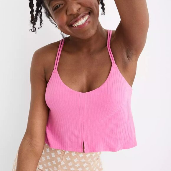 Bundle of (2) | Aerie | Ribbed Crop Top Bralette | Pink/Yellow | Size L - Picture 1 of 15